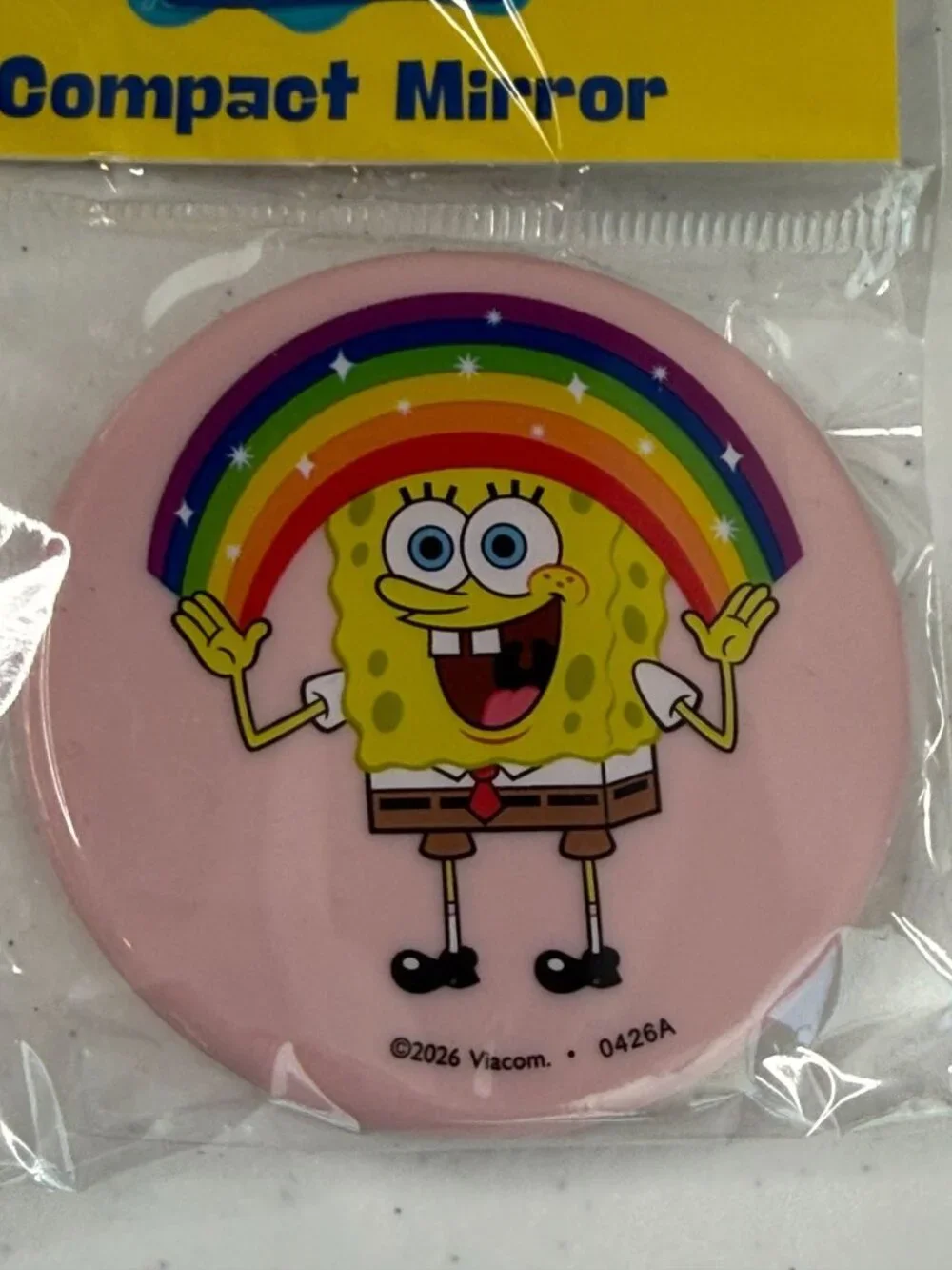 SpongeBob SquarePants Rainbow Pink Compact Mirror 3X 1X New